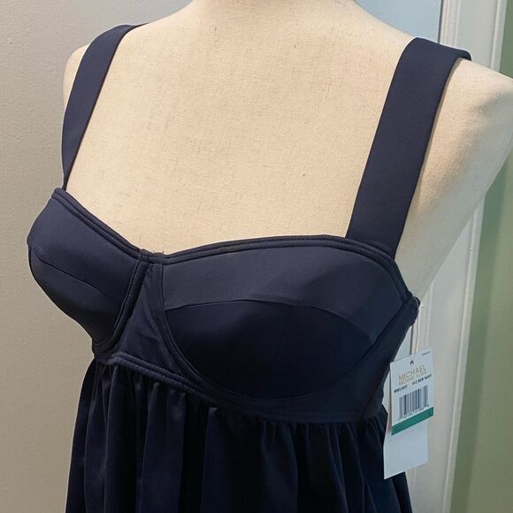 Michael Kors Women's Baby Doll Tankini Top Women's Swimsuit Blue Size L NWT - Picture 3 of 6
